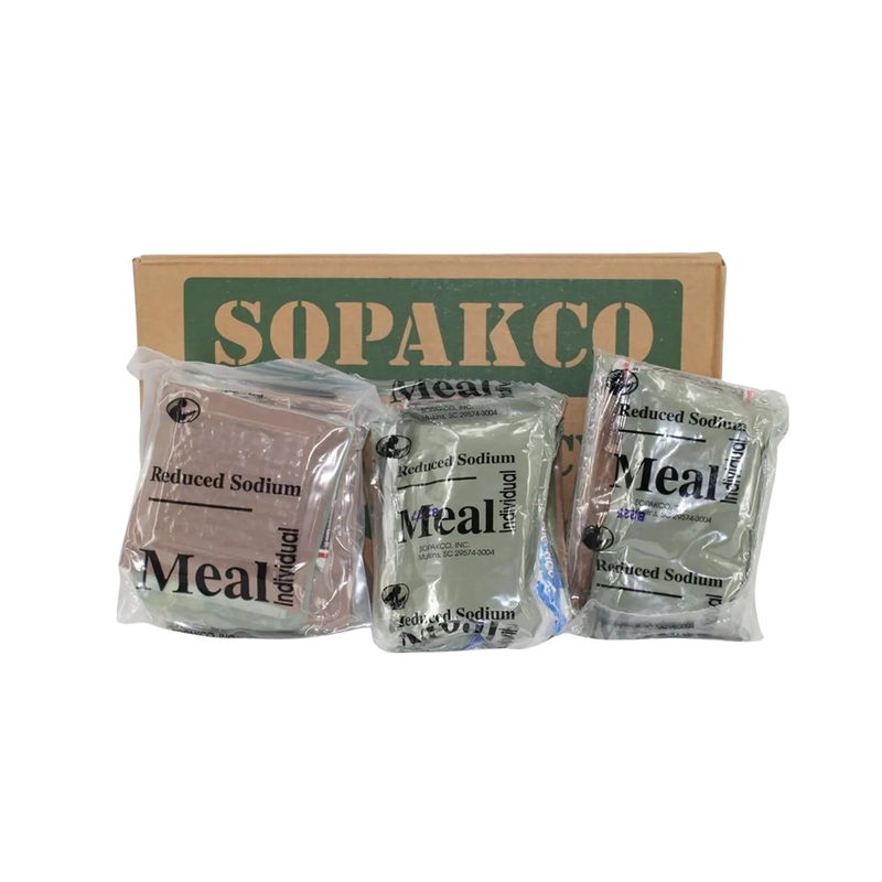 Sopakco Reduced Sodium meals(16 MREs) - Meals Ready to Eat - Long Shelf Life - Made in USA